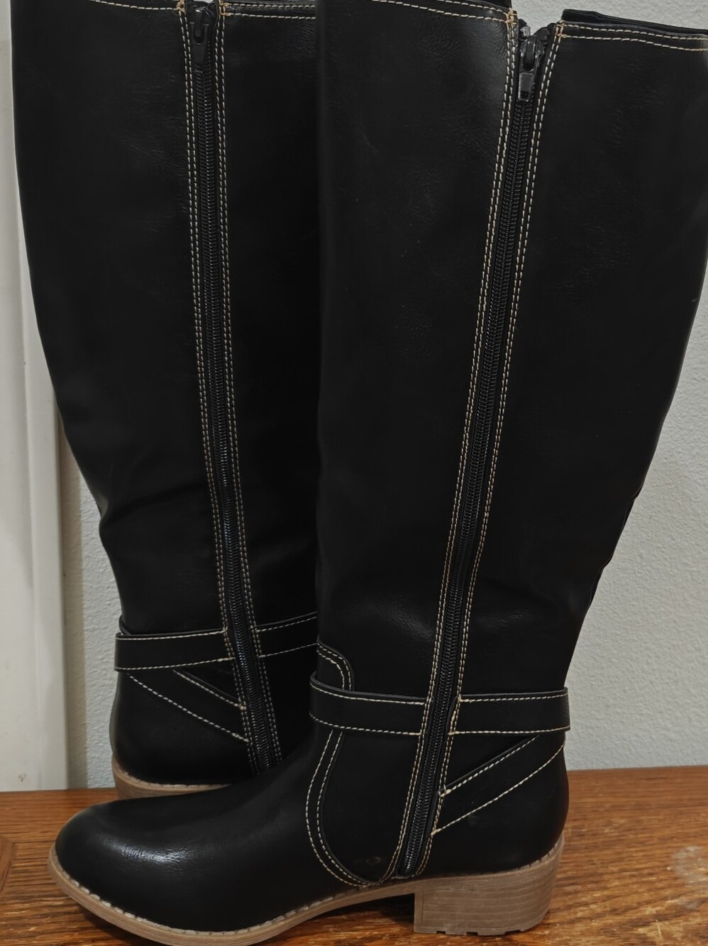 St. John's Bay Black Boots Knee High Doral block Heel Size 9 - Picture 3 of 8